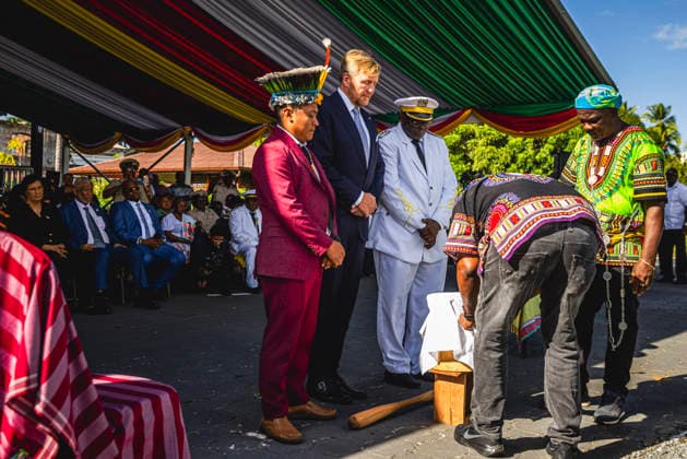 01-12-2025 Enslaved King Willem-Alexander and Queen Maxima visited the Court of Justice on the 1st day of the 3 day statevisit to Suriname. Surinamese President Jennifer Geerlings-Simons and her husband Glenn Geerlings Â  Copyright: xPPEx