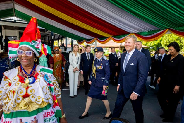 01-12-2025 Enslaved King Willem-Alexander and Queen Maxima visited the Court of Justice on the 1st day of the 3 day statevisit to Suriname. Surinamese President Jennifer Geerlings-Simons and her husband Glenn Geerlings Â  Copyright: xPPEx