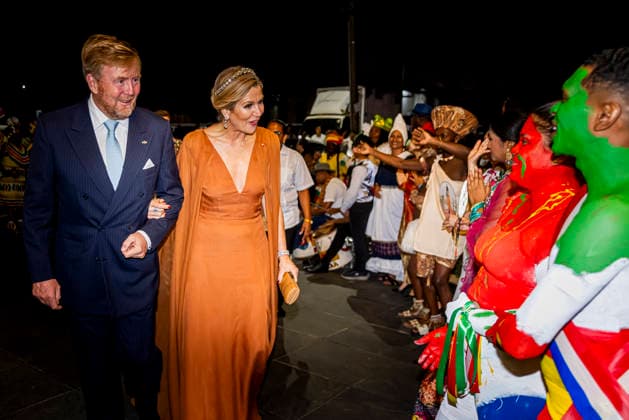 01-12-2025 Gala King Willem-Alexander and Queen Maxima and Surinamese President Jennifer Geerlings-Simons and her husband Glenn Geerlings during the statebanquet at the Prince Ballroom on the 1st day of the 3 day statevisit to Suriname. Â  Copyright: xPPEx