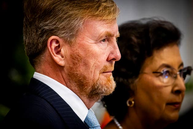 01-12-2025 Gala King Willem-Alexander and Queen Maxima and Surinamese President Jennifer Geerlings-Simons and her husband Glenn Geerlings during the statebanquet at the Prince Ballroom on the 1st day of the 3 day statevisit to Suriname. Â  Copyright: xPPEx