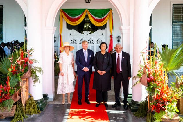 01-12-2025 Enslaved King Willem-Alexander and Queen Maxima visited the Court of Justice on the 1st day of the 3 day statevisit to Suriname. Â  Copyright: xPPEx