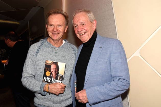 Willy Astor Cabaret artist Fritz Egner Presenter Author Munich 01 12 2025 Hotel Vierjahreszeiten Kempinski Book Presentation of Fritz Egner Presenter My Life Between Rhythm and Blues in Munich Photo Munich