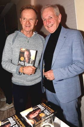Willy Astor Cabaret artist Fritz Egner Presenter Author Munich 01 12 2025 Hotel Vierjahreszeiten Kempinski Book Presentation of Fritz Egner Presenter My Life Between Rhythm and Blues in Munich Photo Munich