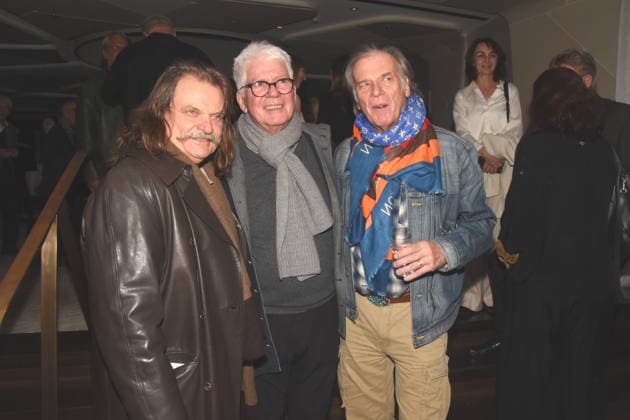 Leslie Mandoki musician music producer Thomas M Thomas Stein music manager Wolfgang Fierek actor singer Muenchen 01 12 2025 Hotel Vierjahreszeiten Kempinski book presentation by Fritz Egner presenter Mein Leben Zwischen Rhythm und Blues in Muenchen photo Muenchen