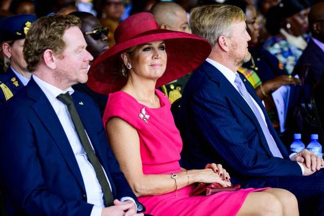 Dutch Royals Visit Suriname - Day 1 King Willem-Alexander and Queen Máxima are paying a state visit to the Republic of Suriname at the invitation of President Jennifer Geerlings-Simons. King Willem-Alexander and Queen Máxima will speak with representatives of descendants of enslaved people and indigenous communities in Suriname about the past and the future. Paramaribo, The Netherlands on December 1, 2025. Photo by NLBeeld Patrick van Emst ABACAPRESS.COM Suriname  Copyright: xBrunoxPress ABACAx