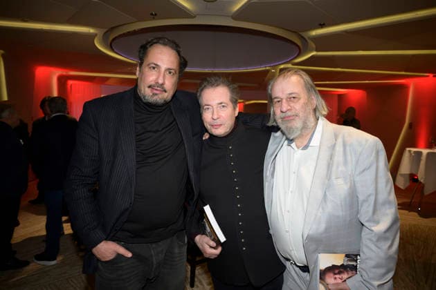 f l Alex Gernandt, Mario M Mendrzycki tour organizer and Armand Presser Fritz Egner presents his book Mein Leben zwischen Rhythm Blues at the Hotel Vier Jahreszeiten Kempinski, Munich on 1 12 2025
