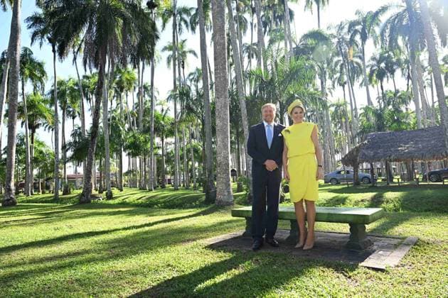 Paramaribo, The Netherlands, 2025-12-02 09:08:49 PARAMARIBO, 02-12-2025, Palmentuin King Willem-Alexander and Queen Maxima are paying a state visit to the Republic of Suriname at the invitation of President Jennifer Geerlings-Simons. Photo opportunity in the Palmentuin PHOTO: NLBeeld Patrick van Emst Credit: NL Beeld Patrick van Emst  Copyright: xx x