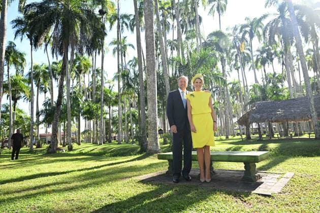 Paramaribo, The Netherlands, 2025-12-02 09:10:18 PARAMARIBO, 02-12-2025, Palmentuin King Willem-Alexander and Queen Maxima are paying a state visit to the Republic of Suriname at the invitation of President Jennifer Geerlings-Simons. Photo opportunity in the Palmentuin PHOTO: NLBeeld Patrick van Emst Credit: NL Beeld Patrick van Emst  Copyright: xx x