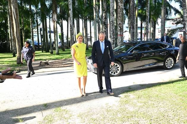 Paramaribo, The Netherlands, 2025-12-02 09:08:21 PARAMARIBO, 02-12-2025, Palmentuin King Willem-Alexander and Queen Maxima are paying a state visit to the Republic of Suriname at the invitation of President Jennifer Geerlings-Simons. Photo opportunity in the Palmentuin PHOTO: NLBeeld Patrick van Emst Credit: NL Beeld Patrick van Emst  Copyright: xx x