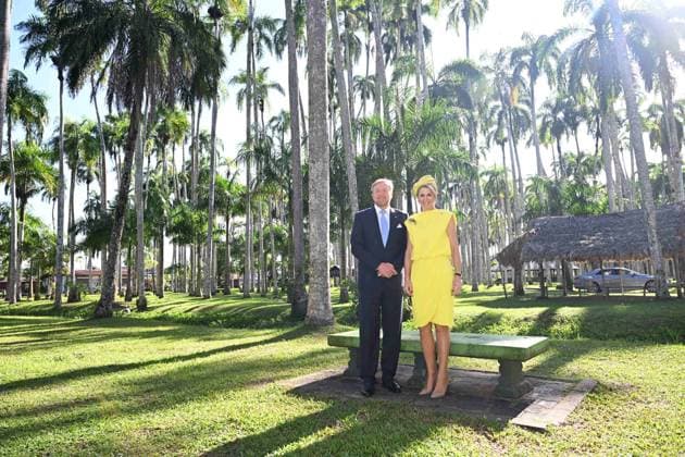Paramaribo, The Netherlands, 2025-12-02 09:08:38 PARAMARIBO, 02-12-2025, Palmentuin King Willem-Alexander and Queen Maxima are paying a state visit to the Republic of Suriname at the invitation of President Jennifer Geerlings-Simons. Photo opportunity in the Palmentuin PHOTO: NLBeeld Patrick van Emst Credit: NL Beeld Patrick van Emst  Copyright: xx x
