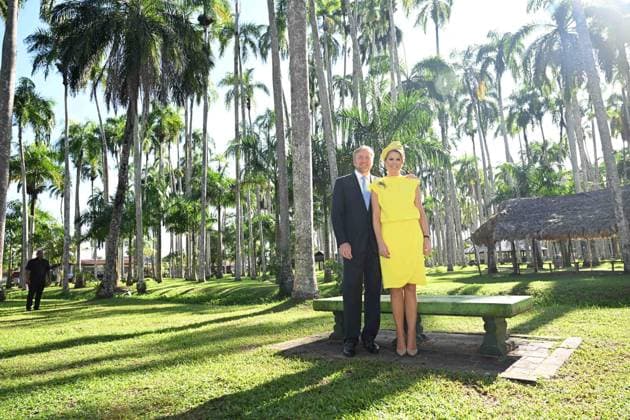 Paramaribo, The Netherlands, 2025-12-02 09:10:19 PARAMARIBO, 02-12-2025, Palmentuin King Willem-Alexander and Queen Maxima are paying a state visit to the Republic of Suriname at the invitation of President Jennifer Geerlings-Simons. Photo opportunity in the Palmentuin PHOTO: NLBeeld Patrick van Emst Credit: NL Beeld Patrick van Emst  Copyright: xx x