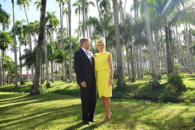 Paramaribo, The Netherlands, 2025-12-02 09:11:14 PARAMARIBO, 02-12-2025, Palmentuin King Willem-Alexander and Queen Maxima are paying a state visit to the Republic of Suriname at the invitation of President Jennifer Geerlings-Simons. Photo opportunity in the Palmentuin PHOTO: NLBeeld Patrick van Emst Credit: NL Beeld Patrick van Emst  Copyright: xx x