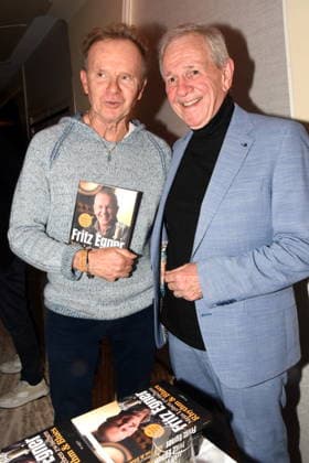 Willy Astor Cabaret artist Fritz Egner Presenter Author Munich 01 12 2025 Hotel Vierjahreszeiten Kempinski Book Presentation of Fritz Egner Presenter My Life Between Rhythm and Blues in Munich Photo Munich