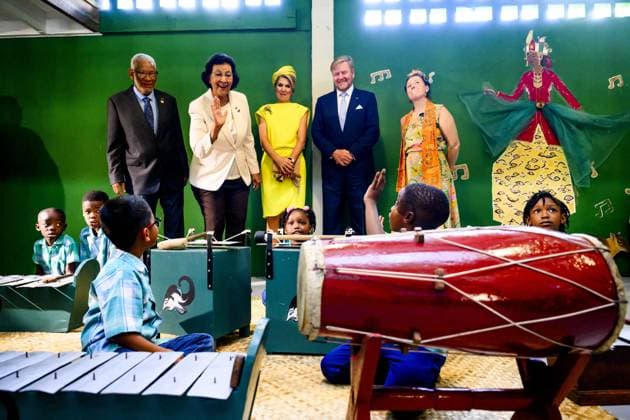 Dutch Royals Visit Suriname - Day 2 King Willem-Alexander and Queen Máxima are paying a state visit to the Republic of Suriname at the invitation of President Jennifer Geerlings-Simons. King Willem-Alexander and Queen Máxima are visiting Villa Zapakara, a foundation focused on young people and their development through art, culture, and education. December 2, 2025. Photo by NLBeeld Patrick van Emst Bruno Press ABACAPRESS.COM  Copyright: xBrunoxPress ABACAx
