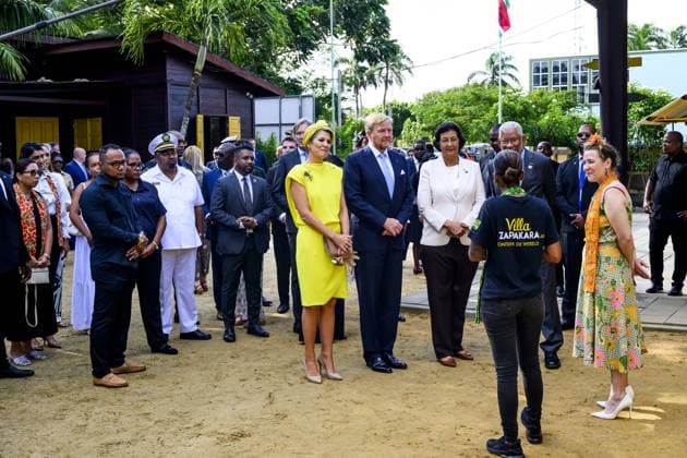 Dutch Royals Visit Suriname - Day 2 King Willem-Alexander and Queen Máxima are paying a state visit to the Republic of Suriname at the invitation of President Jennifer Geerlings-Simons. King Willem-Alexander and Queen Máxima are visiting Villa Zapakara, a foundation focused on young people and their development through art, culture, and education. December 2, 2025. Photo by NLBeeld Patrick van Emst Bruno Press ABACAPRESS.COM  Copyright: xBrunoxPress ABACAx
