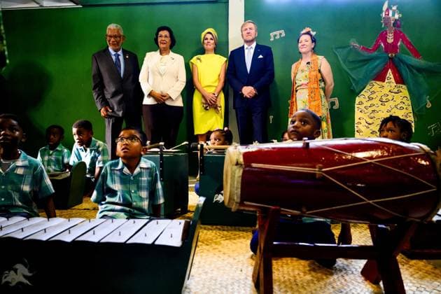 Dutch Royals Visit Suriname - Day 2 King Willem-Alexander and Queen Máxima are paying a state visit to the Republic of Suriname at the invitation of President Jennifer Geerlings-Simons. King Willem-Alexander and Queen Máxima are visiting Villa Zapakara, a foundation focused on young people and their development through art, culture, and education. December 2, 2025. Photo by NLBeeld Patrick van Emst Bruno Press ABACAPRESS.COM  Copyright: xBrunoxPress ABACAx