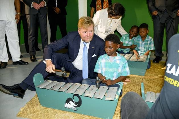 Paramaribo, The Netherlands, 2025-12-02 09:37:23 PARAMARIBO, December 2, 2025, Villa Zapakara. King Willem-Alexander and Queen Maxima are paying a state visit to the Republic of Suriname at the invitation of President Jennifer Geerlings-Simons. King Willem-Alexander and Queen Maxima are visiting Villa Zapakara, a foundation focused on young people and their development through art, culture, and education. PHOTO: NLBeeld Patrick van Emst Credit: NL Beeld Patrick van Emst  Copyright: xx x