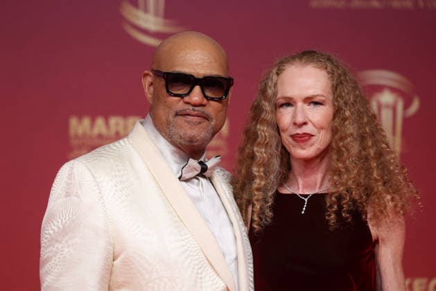 Laurence Fishburne and Bronwyn Dannenfelser attend the red carpet during day Five of the 22nd Marrakech International Film Festival Marrakech, Morocco 01 12 2025 451202 2025 12 02 MARRAKECH Morocco  Copyright: xRomualdxMeigneuxx xStarfacex STAR_451202_085
