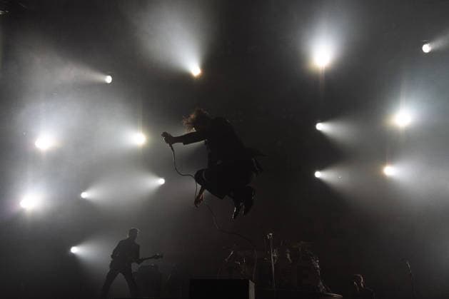 December 2, 2025, Frankfurt, Hesse, Germany: Lead singer Pelle Almqvist of the Swedish garage rock band The Hives performs during their concert in Frankfurt, Germany. Frankfurt Germany - ZUMAb332 20251202_zip_b332_005 Copyright: xMatiasxBasualdox