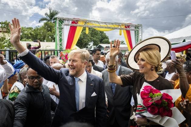 Dutch Royals Visit Suriname - Day 2 King Willem-Alexander and Queen Máxima are paying a state visit to the Republic of Suriname at the invitation of President Jennifer Geerlings-Simons. The Royal Couple will visit the community center of the Latour Community Work Foundation (Stibula) in the densely populated Latour neighborhood. Paramaribo, December 2, 2025, Latour Community Work Foundation. Photo by Bruno Press ABACAPRESS.COM Paramaribo Suriname  Copyright: xBrunoxPress ABACAx