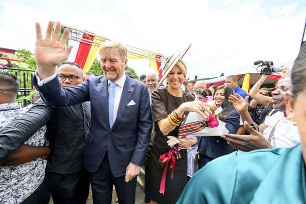 Dutch Royals Visit Suriname - Day 2 King Willem-Alexander and Queen Máxima are paying a state visit to the Republic of Suriname at the invitation of President Jennifer Geerlings-Simons. The Royal Couple will visit the community center of the Latour Community Work Foundation (Stibula) in the densely populated Latour neighborhood. Photo by Bruno Press ABACAPRESS.COM Paramaribo Suriname  Copyright: xBrunoxPress ABACAx