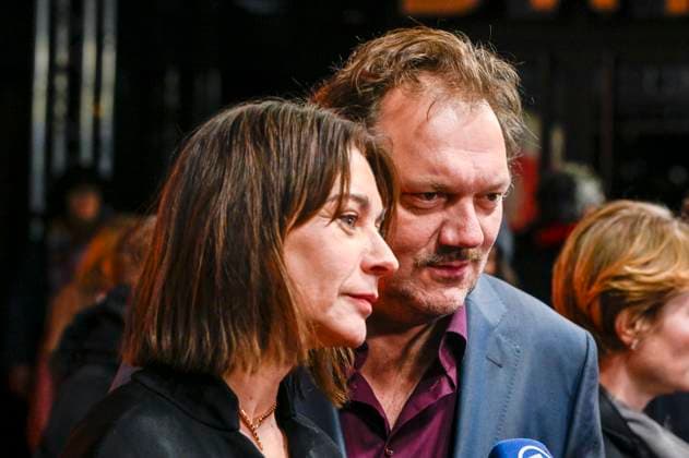 ABBberlin Christiane Paul with Charly Hübner Huebner Actor on the red carpet at the world premiere of the movie DER HELD VOM BAHNHOF FRIEDRICHSTRASSE at Delphi Filmpalast Berlin on 02 12 2025 Berlin Germany