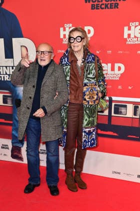 Volker Schlöndorff and Cornelia Freifrau von Maltzahn at the premiere of DER HELD VOM BAHNHOF FRIEDRICHSTRASSE at the Delphi Filmpalast in Berlin 02 12 2025