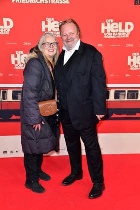 Manuela Stehr and Stefan Arndt at the premiere of DER HELD VOM BAHNHOF FRIEDRICHSTRASSE at the Delphi Filmpalast in Berlin 02 12 2025