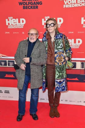 Volker Schlöndorff and Cornelia Freifrau von Maltzahn at the premiere of DER HELD VOM BAHNHOF FRIEDRICHSTRASSE at the Delphi Filmpalast in Berlin 02 12 2025