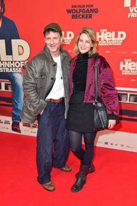 Hendrik Duryn and Rike Schmid at the premiere of DER HELD VOM BAHNHOF FRIEDRICHSTRASSE at the Delphi Filmpalast in Berlin 02 12 2025