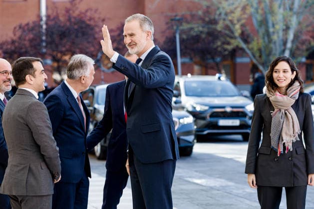 The King closes the conference on the role of the Crown in the Spanish democratization process The Minister of Territorial Policy and Democratic Memory, Ángel Víctor Torres, King Felipe VI and the President of the Community of Madrid, Isabel Díaz Ayuso, during the closing ceremony of the conference on the role of the Crown in the Spanish democratization process, at the Rey Juan Carlos University, December 3, 2025, in Madrid Spain Organized by the Chair of Democratic Memory of the Rey Juan Carlos University, together with the Ministry of Territorial Policy and Democratic Memory, this is an academic meeting that will address the historical evolution and the role of the Crown in the Spanish democracy 03 DECEMBER 2025 Carlos Lujá Espana Copyright: xCarlosxLujanx 7144902