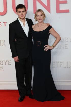. 03 12 2025. London, United Kingdom. Kate Winslet and her son Joe Anders arriving at the Goodbye June world premiere in London.  xStephenxLockx xi-Imagesx IIM-26431-0010