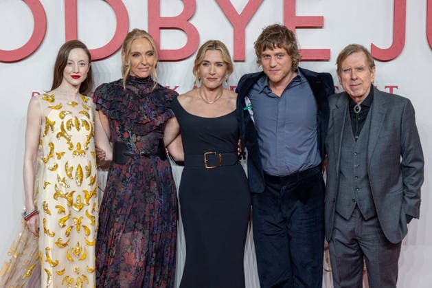 December 3, 2025, London, United Kingdom: (L-R) Andrea Riseborough, Toni Collette, Kate Winslet, Johnny Flynn and Timothy Spall attend the Goodbye June World film premiere at Curzon Mayfair, London. London United Kingdom - ZUMAs197 20251203_aaa_s197_129 Copyright: xPhilxLewisx