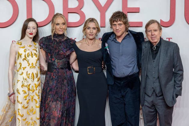 December 3, 2025, London, United Kingdom: (L-R) Andrea Riseborough, Toni Collette, Kate Winslet, Johnny Flynn and Timothy Spall attend the Goodbye June World film premiere at Curzon Mayfair, London. London United Kingdom - ZUMAs197 20251203_aaa_s197_144 Copyright: xPhilxLewisx