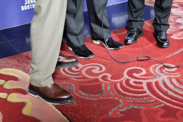 December 3, 2025, Los Angeles, California, USA: Nick Jonas, Kevin Jonas, Joe Jonas, shoes at a ceremony honoring the Jonas Brothers with hand and foot prints at the TCL Chinese Theatre IMAX. Los Angeles USA - ZUMAg107 20251203_zep_g107_054 Copyright: xNinaxPrommerx