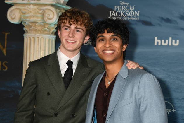 LOS ANGELES, CA - DECEMBER 3: Aryan Simhadri & Walker Scobell at the season 2 world premiere of Disney+ s Percy Jackson and the Olympians at Academy Museum of Motion Pictures on December 03, 2025 in Los Angeles, California. Copyright: xJeffreyxMayerx xMediaPunchx