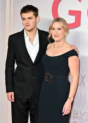 Joe Anders and Kate Winslet attends Goodbye June World Premiere at Curzon Mayfair in London, England. UK. Wednesday 3rd December 2025 Copyright: xJamesxWarrenx ae17p715