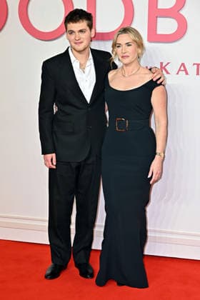 Joe Anders and Kate Winslet attends Goodbye June World Premiere at Curzon Mayfair in London, England. UK. Wednesday 3rd December 2025 Copyright: xJamesxWarrenx ae17p716
