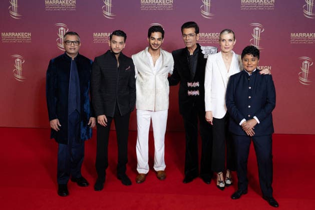 22nd Marrakech International Film Festival Day 6 nb Neeraj Ghaywan, Marijke Desouza, Mélita Toscan du Plantier, Ishaan Khatter, Karan Johar, Vishal Jethwa attends the 22nd Marrakech International Film Festival Day 6 on December 04, 2025 in Marrakech, Maroc. Photo by Nasser Berzane ABACAPRESS.COM Marrakech  Copyright: xBerzanexNasser ABACAx