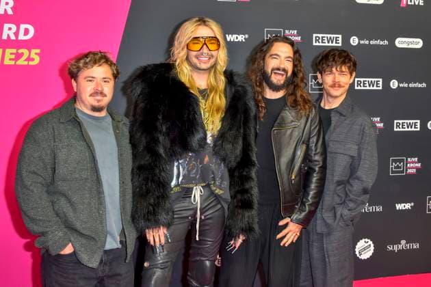 ABBbielefeld Tokio Hotel, Bill Kaulitz ,Tom Kaulitz, Georg Listing, Gustav Schaefer as guests on the red carpet at the WDR Music Award 1 Live Krone at the Lokschuppen Bielefeld on 04 12 2025 NRW Germany