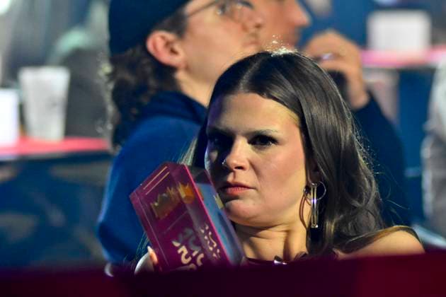 ABBbielefeld Filow, Ikkimel, Melina Gaby Strauß on the show Behne at the award ceremony of the WDR Music Prize 1 Live Krone in the Lokschuppen Bielefeld on 04 12 2025 NRW Germany