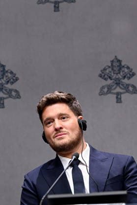 December 5, 2025, Vatican City, Rome, Vatican: Press conference for the Concert with the Poor. Pictured: Michael BublÃ Vatican City, Dec 5th, 2025 Vatican City Vatican  - ZUMAa289 20251205_zia_a289_119 Copyright: xMariaxLauraxAntonelli Agfx