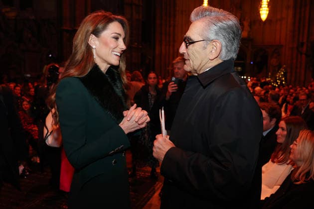 Members Of The Royal Family Attend The Together At Christmas Carol Service LONDON, ENGLAND - DECEMBER 05: Catherine, Princess of Wales speaks with Eugene Levy at the Together At Christmas Carol Service at Westminster Abbey on December 05, 2025 in London, England. Led by The Princess and supported by The Royal Foundation, the annual event offered a chance to pause and reflect on the values of love, compassion, and the connections we share. The service also highlighted remarkable individuals from across the UK who have demonstrated extraordinary kindness, empathy, and support within their communities., Credit:Chris Jackson Avalon United Kingdom, England, London, Westminster Abbey  Copyright: xChrisxJacksonx xAvalonx 1056772889