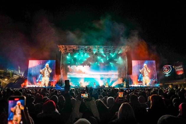 04 12 2025, Schladming, AUT, On the road in Styria, Ski Opening 2025, Press conference, in the picture Backstreet Boys, Feature, Overview, Planai Stadium,