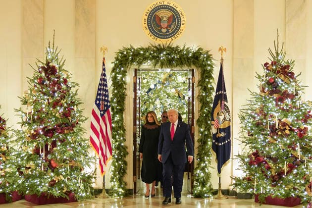 President Trump and First Lady attend Andrea Bocelli Concert President Donald Trump, First Lady Melania Trump, Andrea Bocelli, and Enrica Cenzatti walk toward the East Room for a concert by Andrea Bocelli in the East Room of the White House on Friday December 5, 2025 in Washington, DC. (Photo by Leigh Vogel Pool ABACAPRESS.COM) Washington DC  Copyright: xPool ABACAx