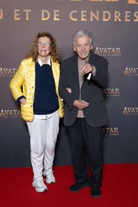 Avatar: Fire And Ash European Premiere Guest and VIP - Paris AJ French journalist and producer Michele Ray-Gavras and Greek director Costa-Gavras attends the Avatar: Fire And Ash European Premiere on December 5, 2025 at the Seine Musicale in Boulogne-Billancourt, near Paris, France. Photo by Alexis Jumeau ABACAPRESS.COM Paris France  Copyright: xJumeauxAlexis ABACAx