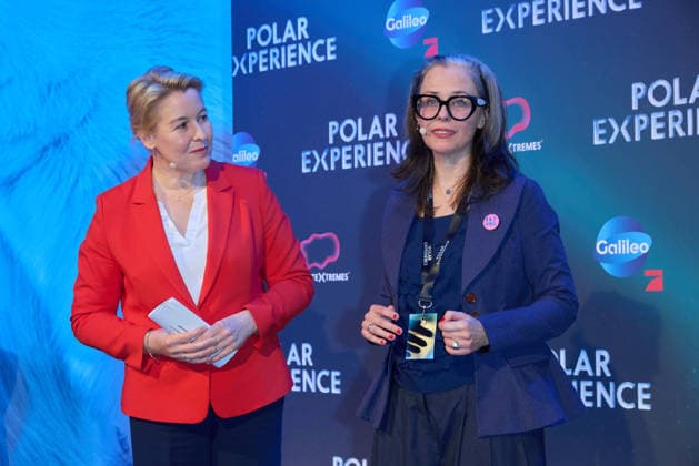 Franziska Giffey and Nicole Strock Stanley Opening of the exhibition POLAR EXPERIENCE The immersive exhibition about the Arctic and Antarctic in the Arena Berlin on 05 12 2025 Opening Polar Experience