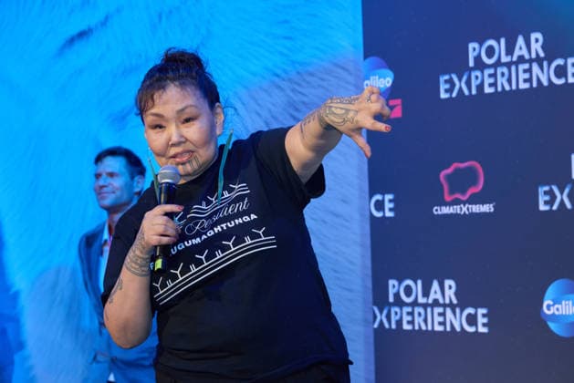 Yaari Walkler Scharman of Yupic and representative for people of the Arctic Opening of the exhibition POLAR EXPERIENCE The immersive exhibition about the Arctic and Antarctic in the Arena Berlin on 05 12 2025 Opening Polar Experience