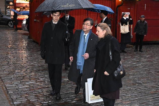 Shimon Sakaguchi, laureate in medicine, arrives as the Nobel laureates will sign the Nobel Chairs at the Nobel Museum in Stockholm, Sweden, December 6, 2025 STOCKHOLM SWEDEN x10090x  Copyright: xClaudioxBresciani TTx NOBEL CHAIRS ARE SIGNED BY THE PRIZE WINNERS 3CWd1anvnO0