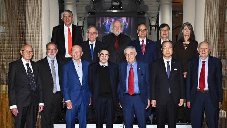 The 2025 Nobel Laureates pose for a group photo before the signing of the Nobel Chairs at the Nobel Museum in Stockholm, Sweden, December 6, 2025 Top row from left Jo  Copyright: xClaudioxBresciani TTx NOBEL CHAIRS ARE SIGNED BY THE PRIZE WINNERS 1ynjyWY5mD8